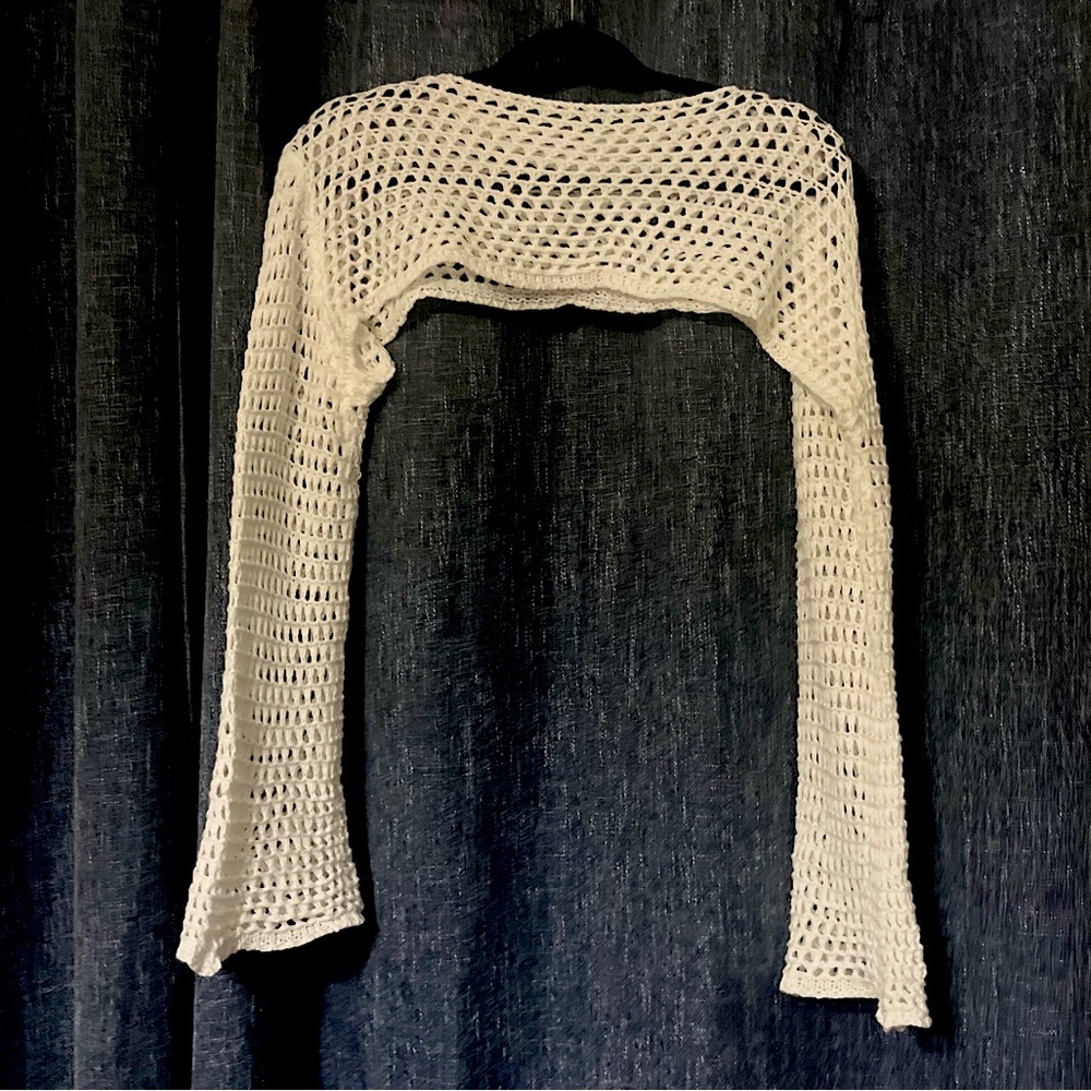 White trendy net top